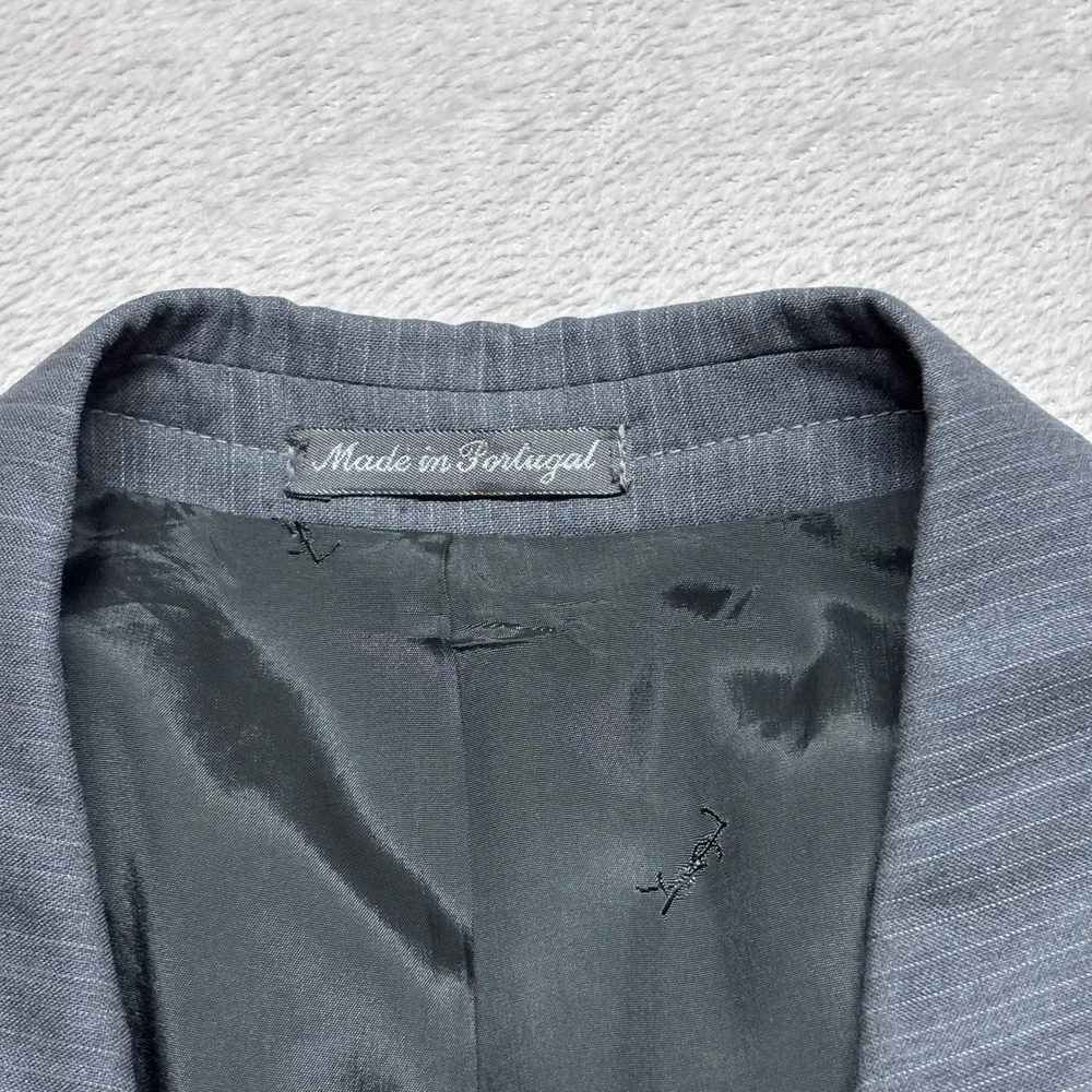 Yves Saint Laurent Blazer Mens XL Grey Pinstripe Wool Two Button EUC Portugal